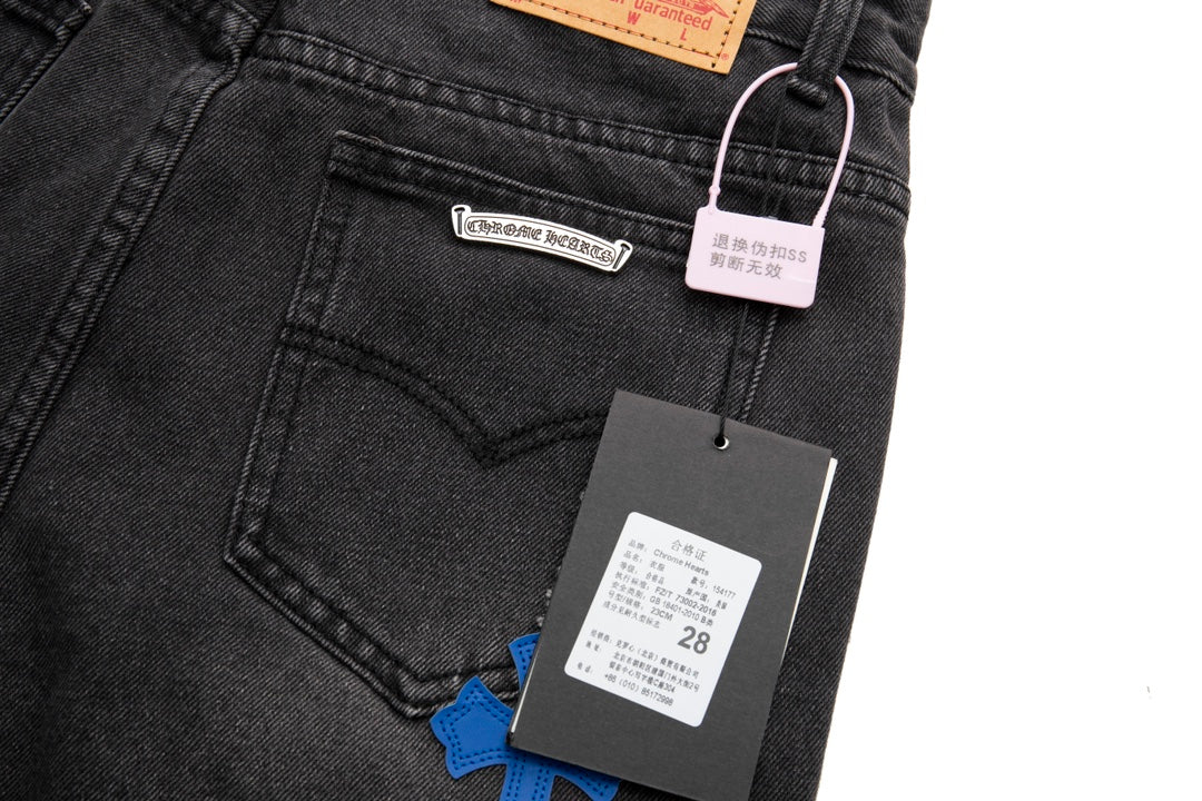 Chrome Hearts x Levis Blue Cross Patch Black Denim Jeans