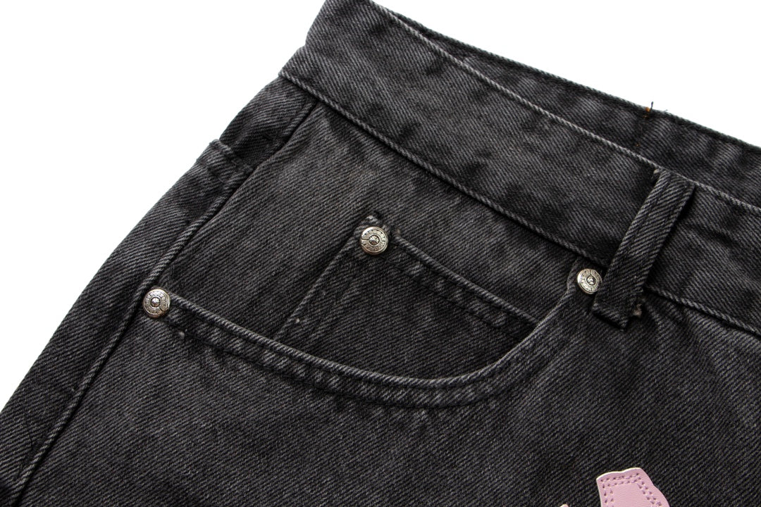 Chrome Hearts x Levis Pink Cross Patch Black Denim Jeans