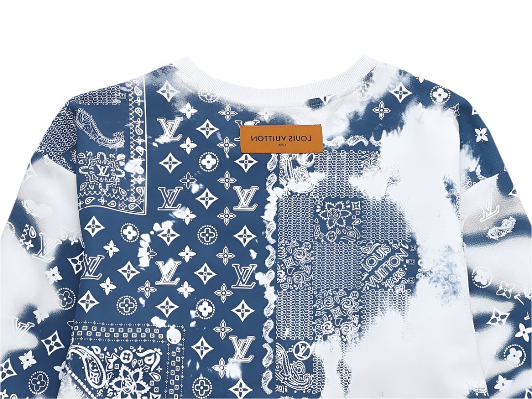 Louis Vuitton Blue Monogram Graphic Design White Sweater