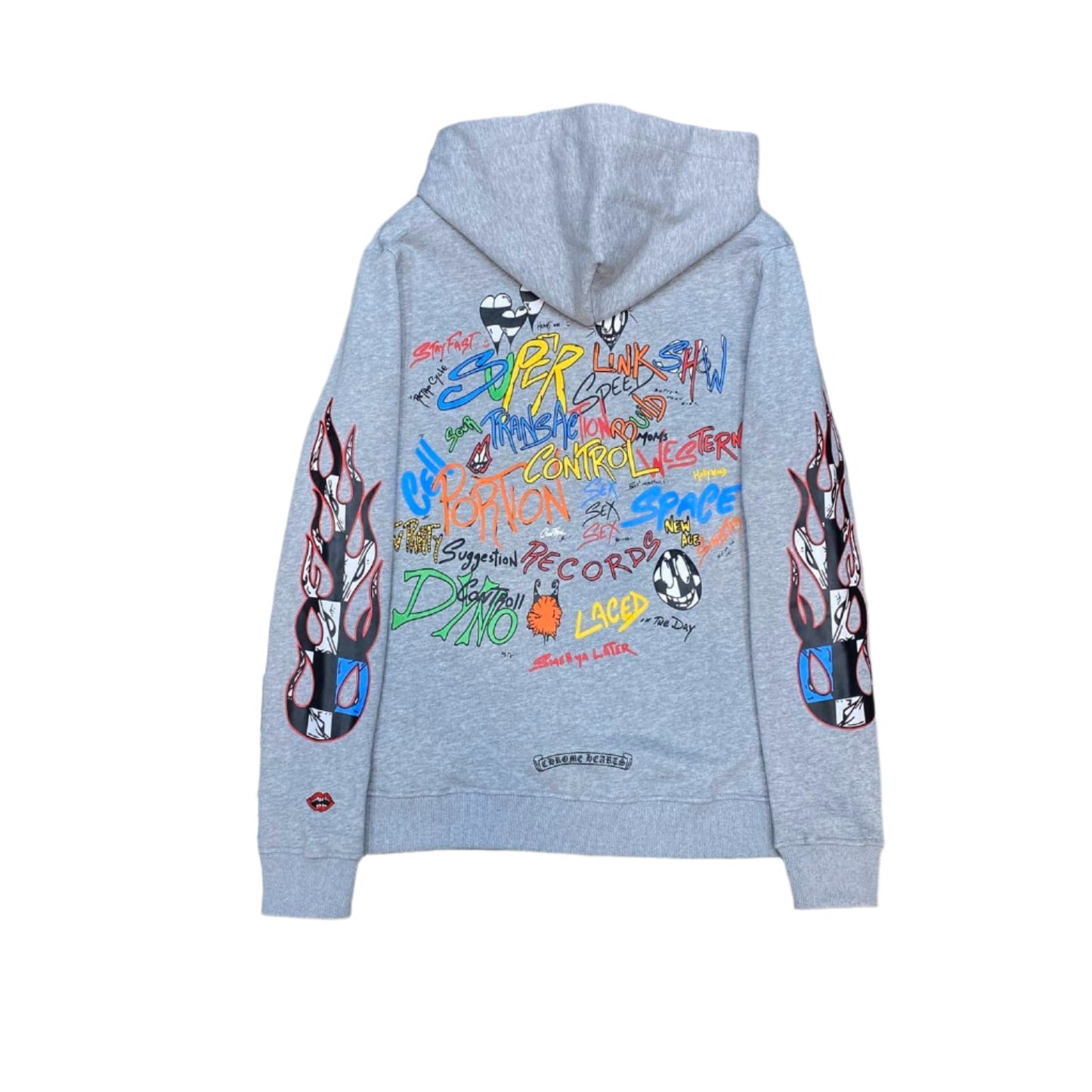 Chrome Hearts x Matty Boy Flame Multicolor Graphic Grey Hoodie