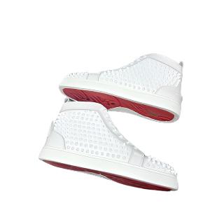 Christian Louboutin White Spike High Top Red Bottoms