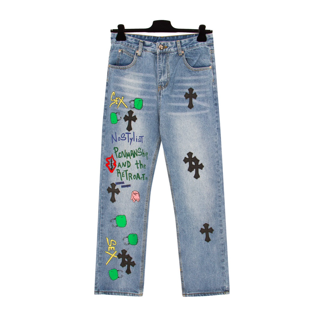 Chrome Hearts x Matty Boy x Levis Cross Patch Blue Denim Jeans