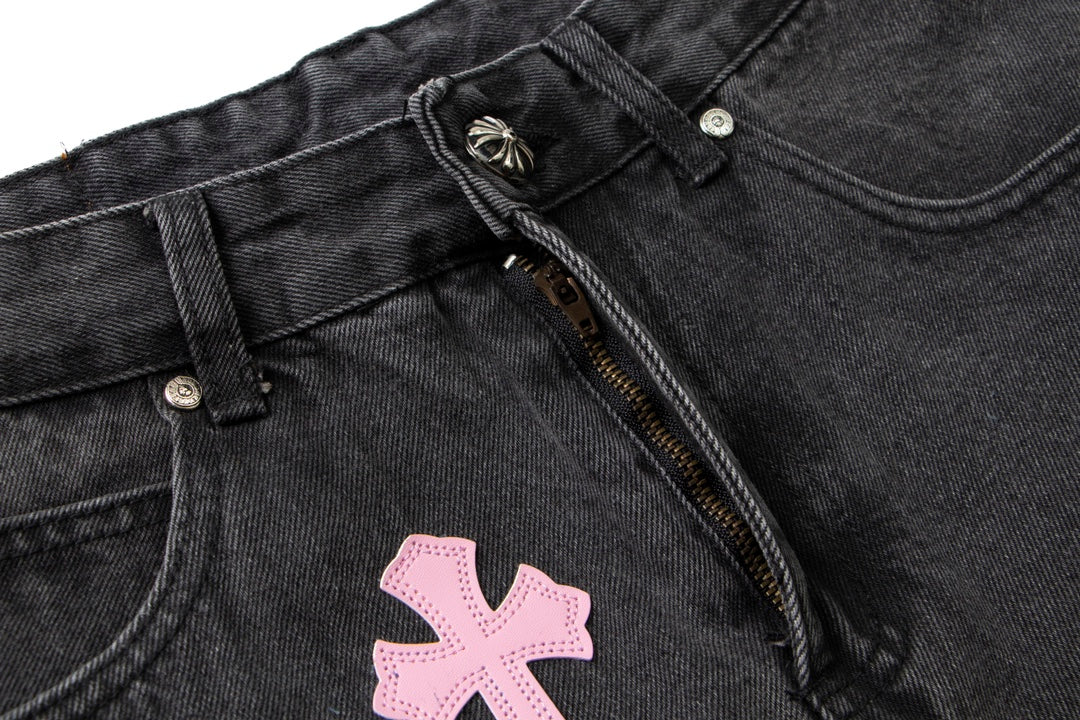 Chrome Hearts x Levis Pink Cross Patch Black Denim Jeans