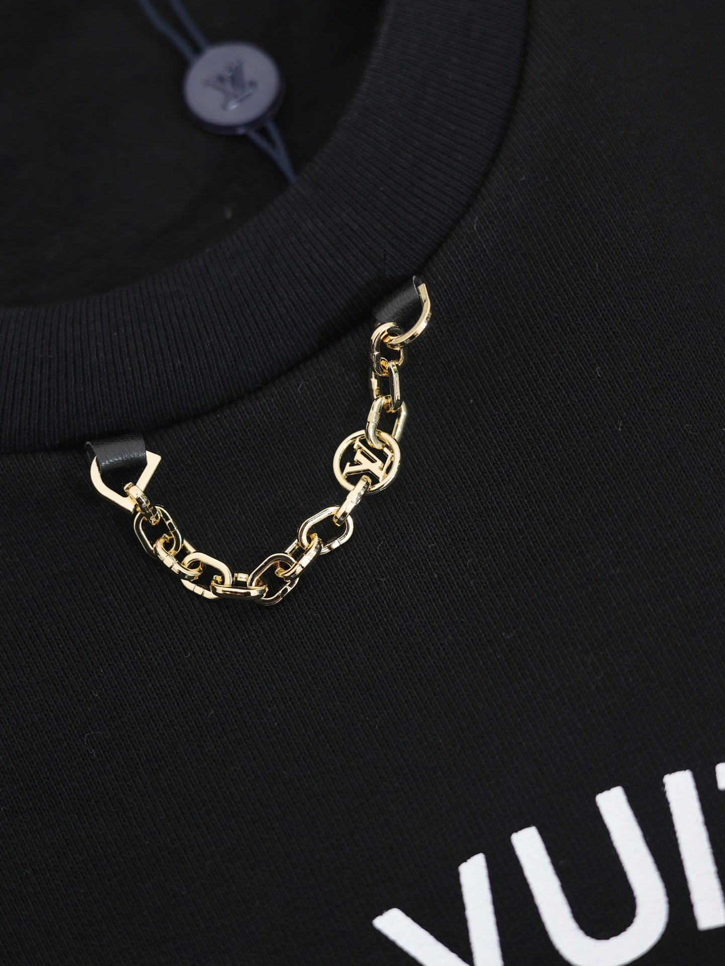 Louis Vuitton Gold LV Logo Chain Link Crewneck Sweater