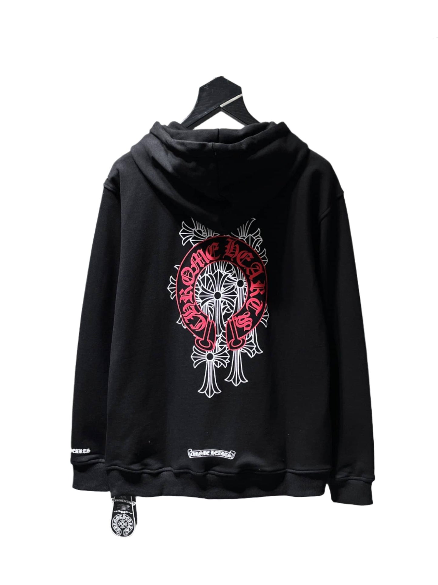 Chrome Hearts White Cemetery Red Horse Shoe Zip-Up Hoodie