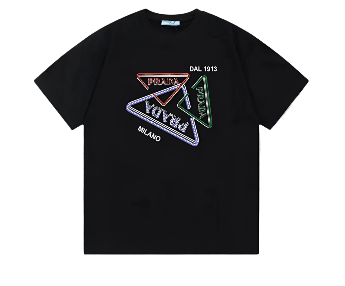 Prada Multicolor Triangle Logo T-Shirt