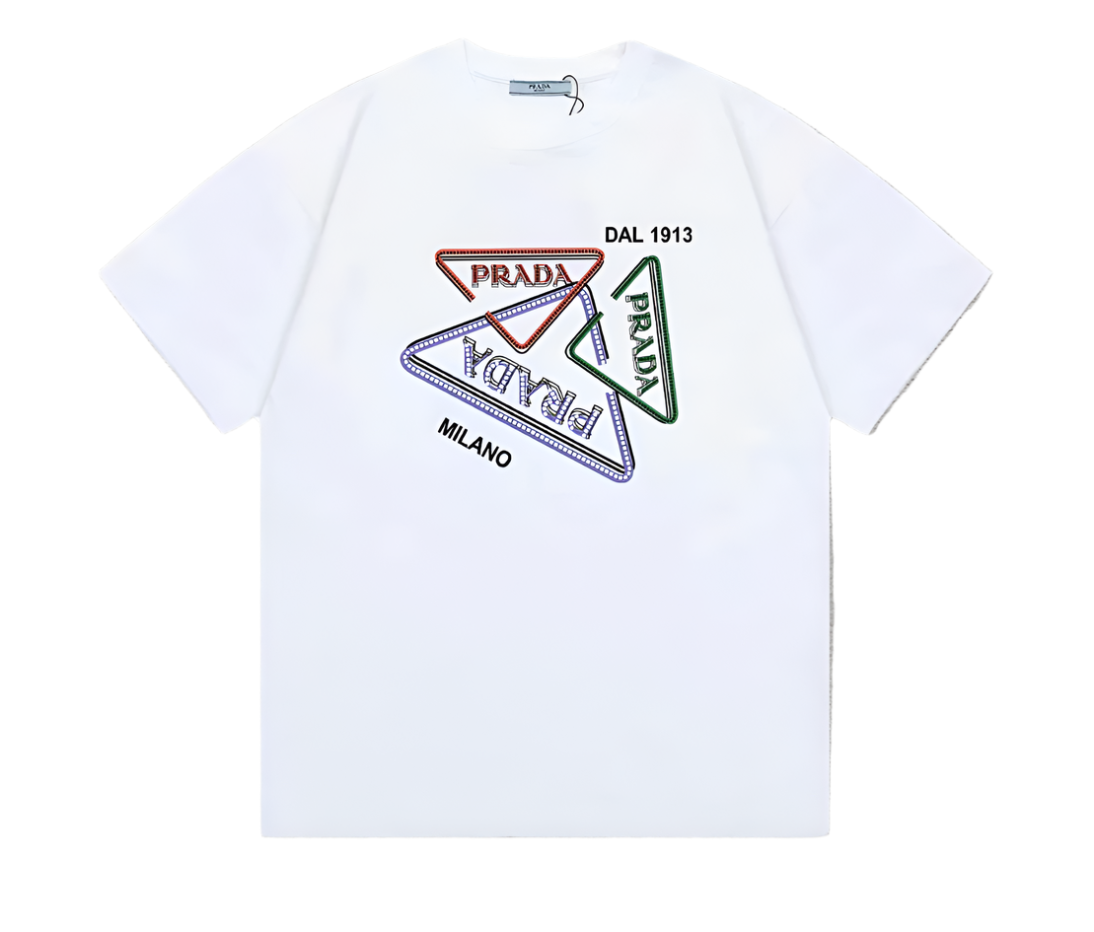 Prada Multicolor Triangle Logo T-Shirt