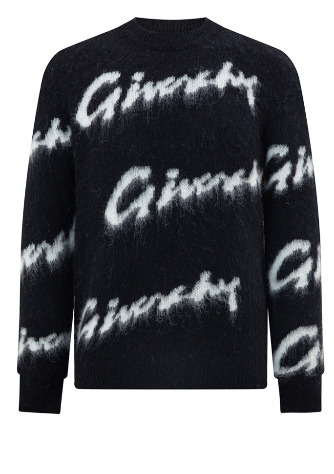 Givenchy Logo Pattern Black Sweater