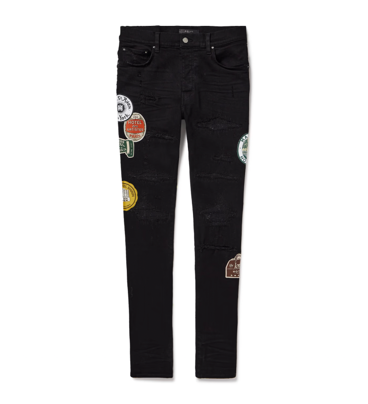 Amiri Embroidered Patches Stitched Black Denim Jeans