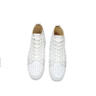 Christian Louboutin White Spike High Top Red Bottoms