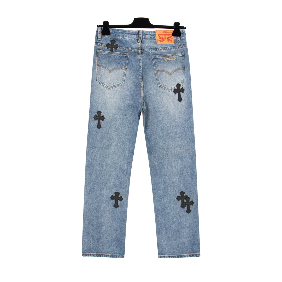 Chrome Hearts x Matty Boy x Levis Cross Patch Blue Denim Jeans