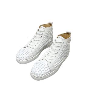 Christian Louboutin White Spike High Top Red Bottoms