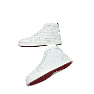 Christian Louboutin White Spike High Top Red Bottoms