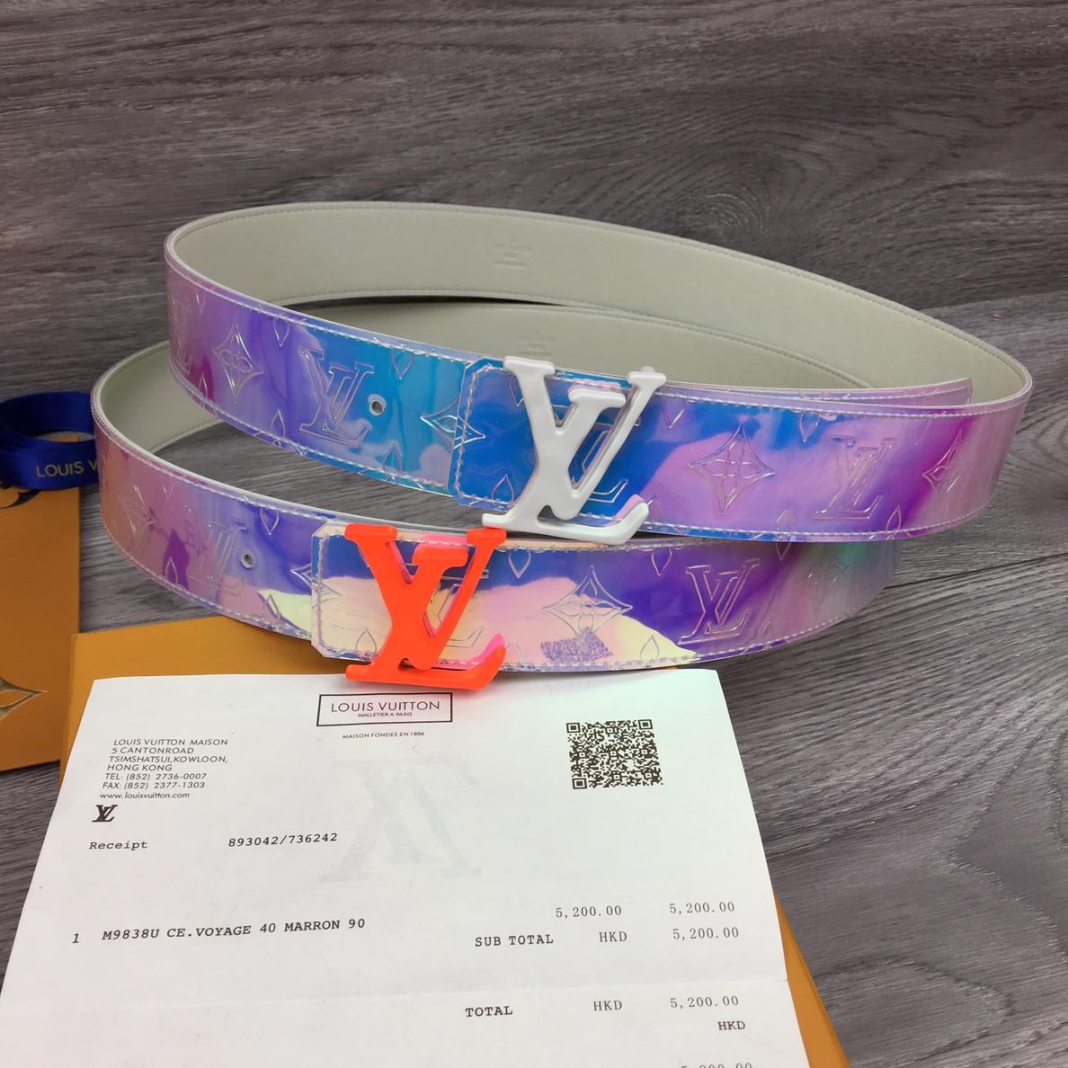 Louis Vuitton Prism Monogram LV Logo Belt