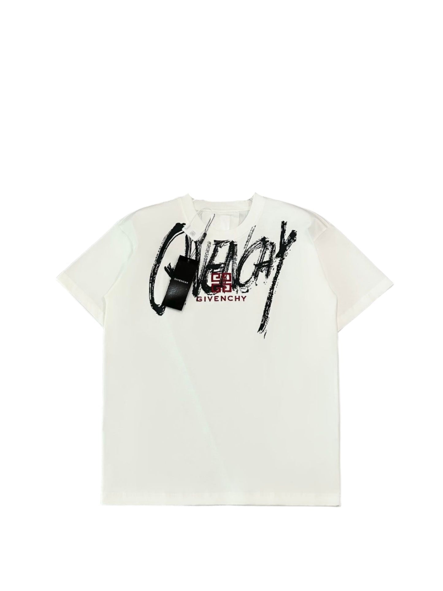 Givenchy Painted Design Red Embroidered Logo White T-Shirt